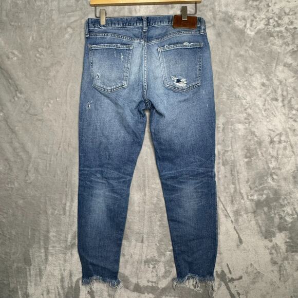 Moussy Vintage MV Jeans Howa Distressed Cropped Medium Blue 28 Japan - Picture 2 of 8